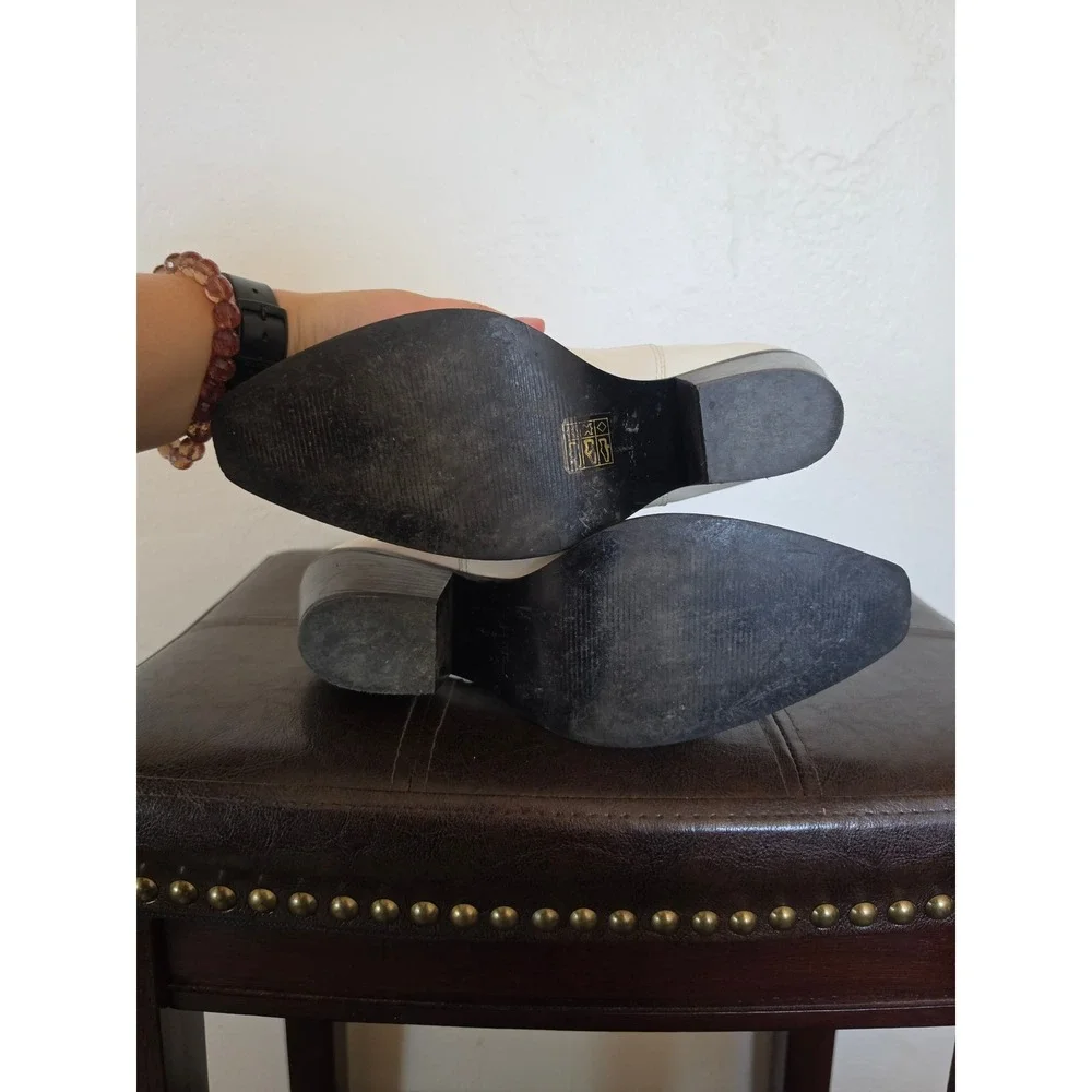 Everlane Bone Cream Italy Leather Western Festival Boho‎ Cottage Boots sz 7